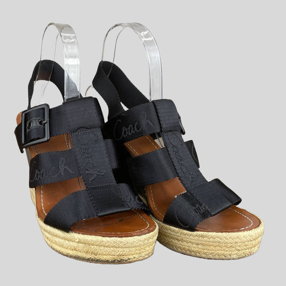 Coach Maryanne Logo Platform Espadrille Wedge Heel Size 9 B - Picture 1 of 7